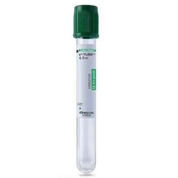 Вакуумна пробірка V-tube для забору крові зелена кришечка з Li-гепарином, 2 мл 