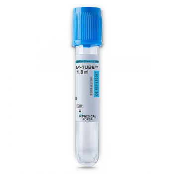 Вакуум пробірка V-Тube для забору крові блакитна кришечка з цитратом Na, 1,8 мл 