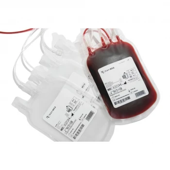 Четверные контейнеры для забора 450 мл. крови с раствором ЦФД/САГМ с контейнером для тромбоцитов и адаптером для вакуумных пробирок (RQ450/450/450/450CSmР НР)