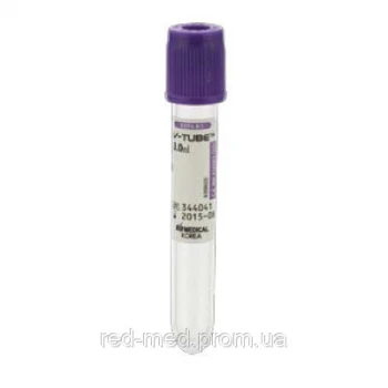 Вакуумна пробірка V-Тube для забору крові фіолетова кришечка з ЕДТА К3, 6 мл
